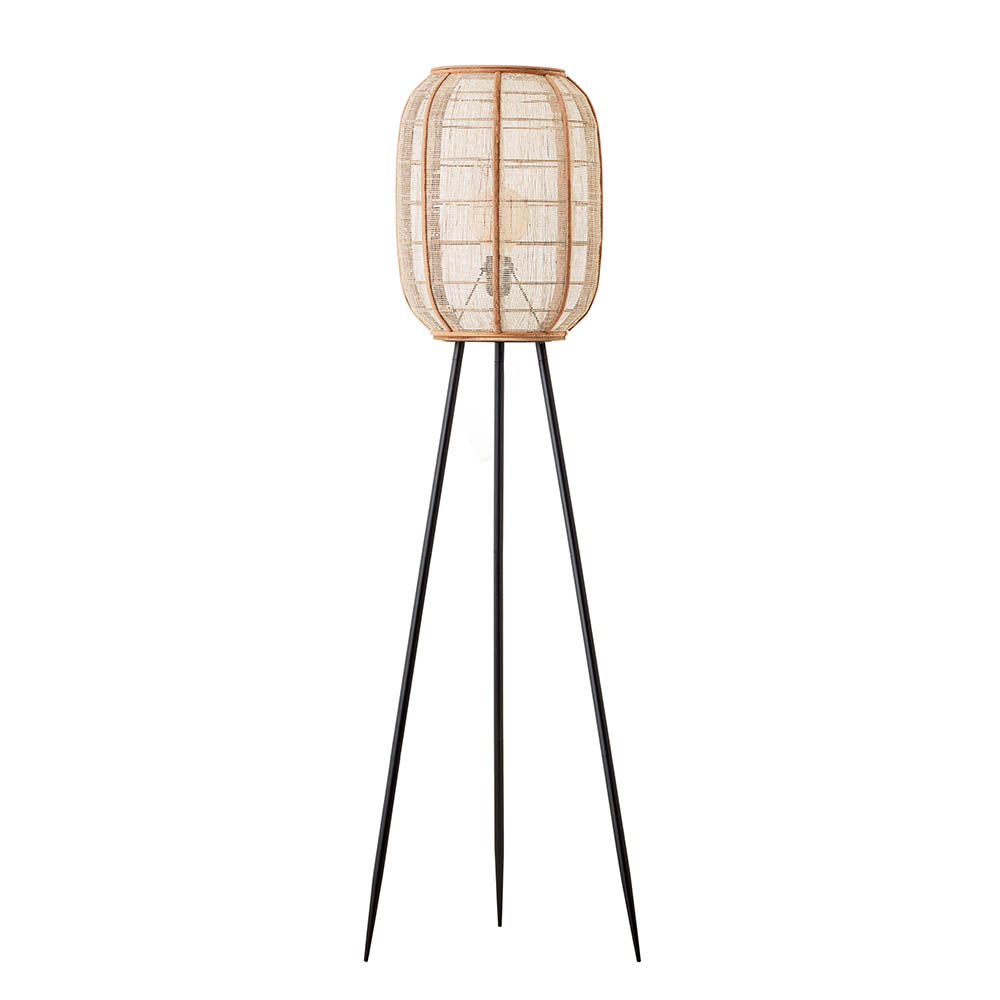 Zurich Natural Fabric Floor Lamp In Matt Black