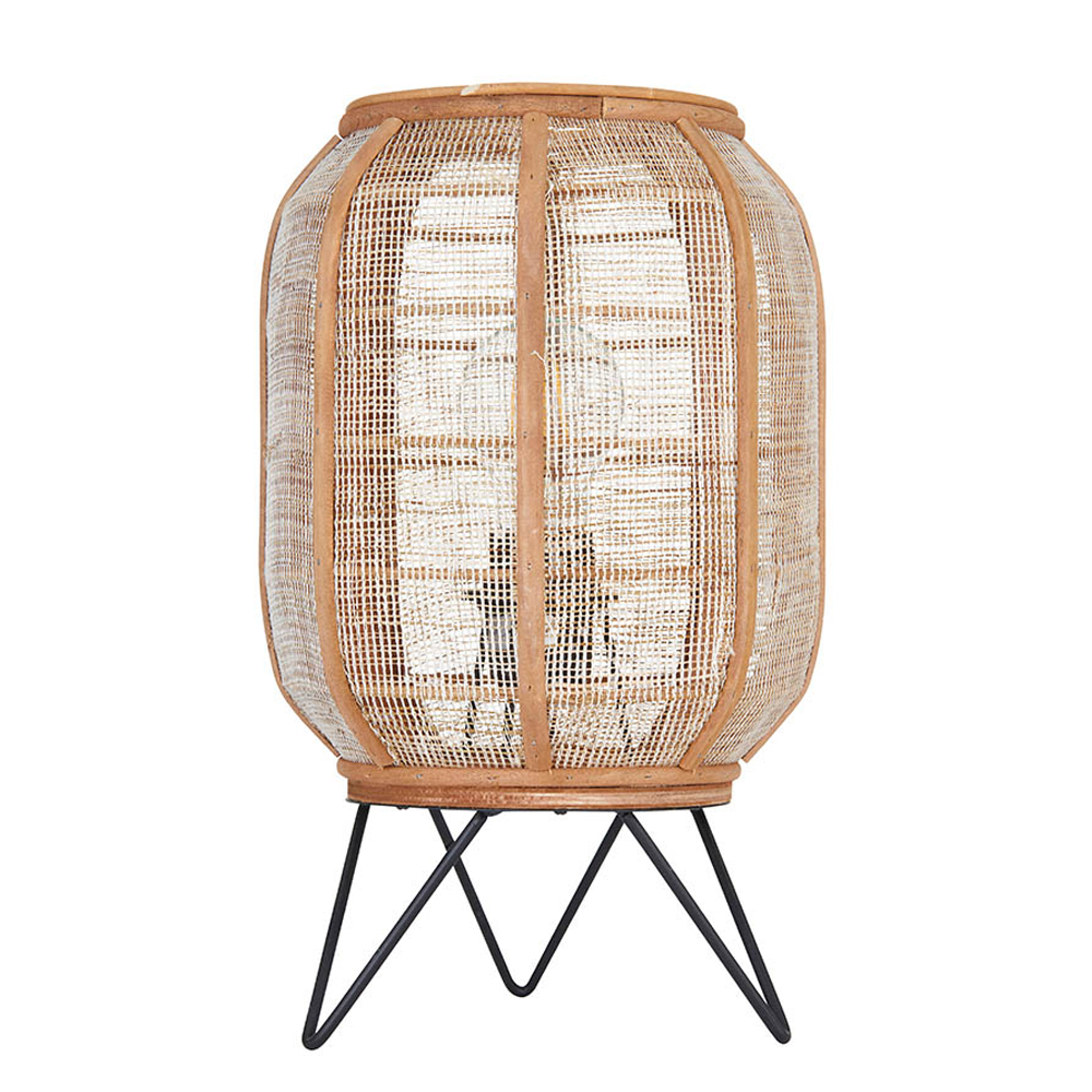 Zurich Natural Fabric Table Lamp In Matt Black
