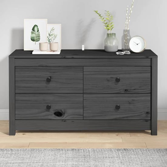 Product photograph of Zurich Pinewood Storage Cabinet With 2 Drawers In Grey from Furniture in Fashion