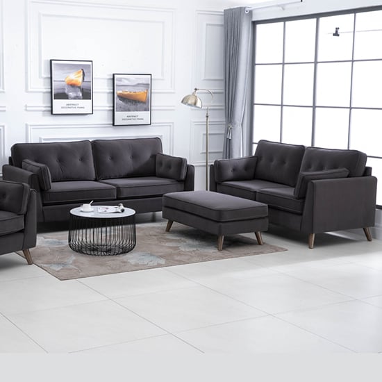 Izu Plush Velvet 2 Seater And 3 Seater Sofa Suite In Parchment Sale