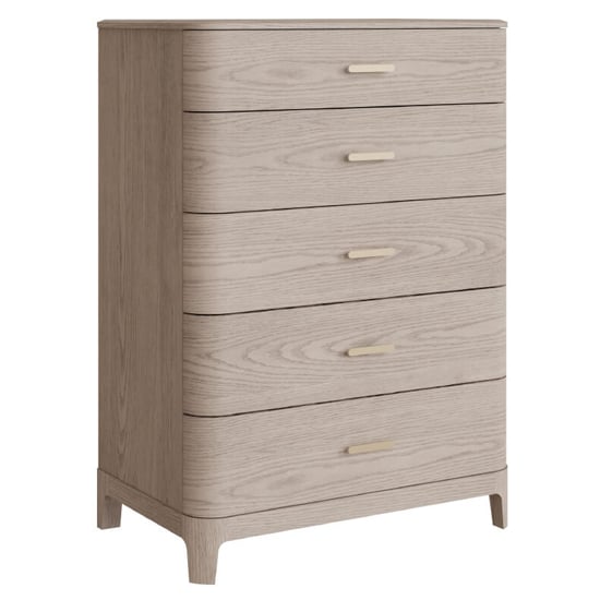 Product photograph of Zurich Wooden Chest Of 5 Drawers Tall In Parisian Cream from Furniture in Fashion