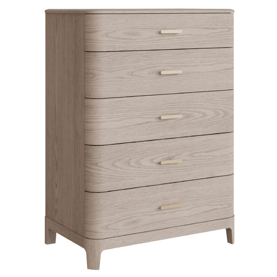 Product photograph of Zurich Wooden Chest Of 5 Drawers Tall In Parisian Cream from Furniture in Fashion