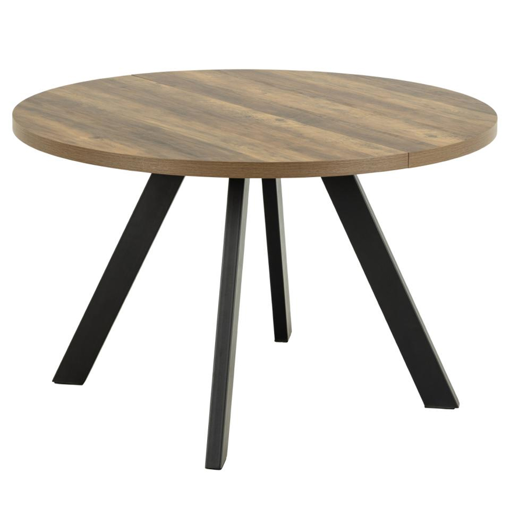 Zurich Wooden Extending Dining Table With Metal Legs In Oak