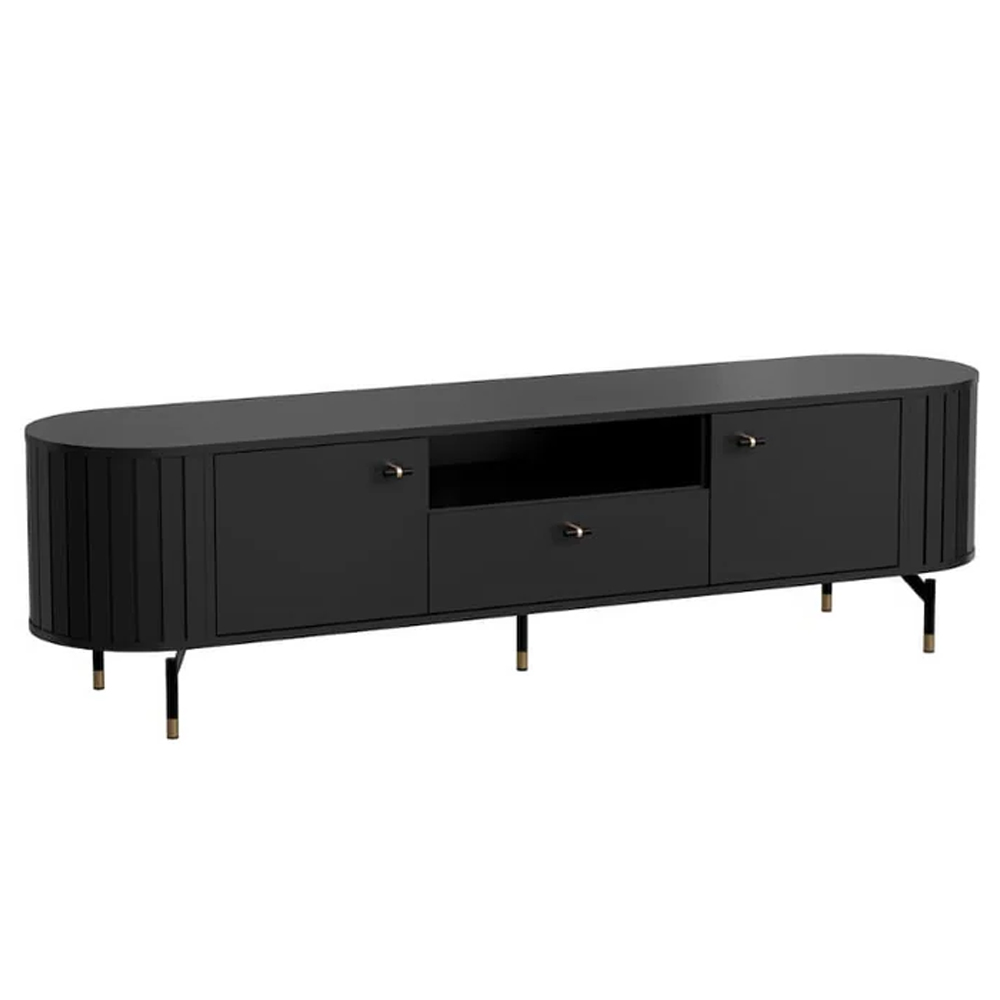 Zurich Wooden TV Stand With 2 Doors 1 Drawer In Black