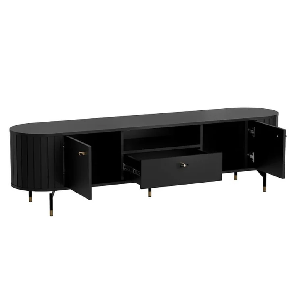 Zurich Wooden TV Stand With 2 Doors 1 Drawer In Black