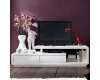Celia High Gloss TV Stand With 2 Drawers In White