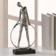 Artist Sculpture In Poly Metal Silver With Black Base - UK