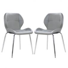 Darcy Grey Faux Leather Dining Chairs In A Pair - UK