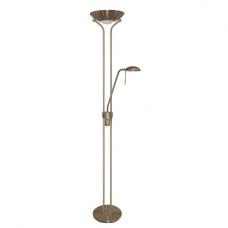 MotherChild Antique Brass Floor Lamp With Double Rotary Switches - UK