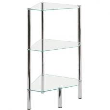 3 Tier Corner Display Unit In Clear Glass With Chrome Legs - UK
