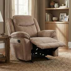 Arvelo Fabric Manual Recliner 1 Seater Sofa in Light Brown - UK