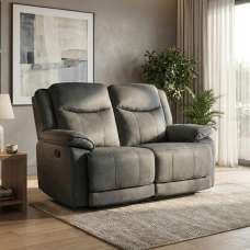 Arvelo Fabric Manual Recliner 2 Seater Sofa in Grey - UK