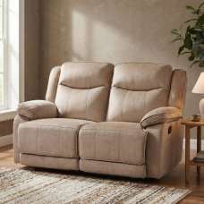Arvelo Fabric Manual Recliner 2 Seater Sofa in Light Brown - UK