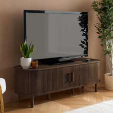 Avenel Wooden TV Stand With 2 Sliding Doors In Walnut - UK