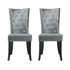 Belfast Dining Chair In Crushed Silver Velvet in A Pair - UK