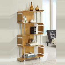 Contemporary Bookshelf In Real Oak Veneer With Chrome Tubes