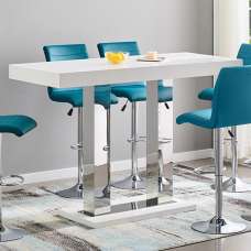 Caprice High Gloss Bar Table Rectangular Large In White - UK