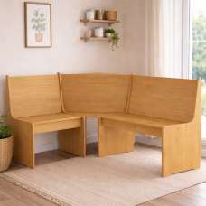 Conroe Wooden Corner Dining Bench In Honey Brown - UK