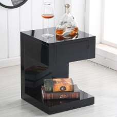 Dixon High Gloss Bedside Cabinet With 1 Drawer In Black - UK