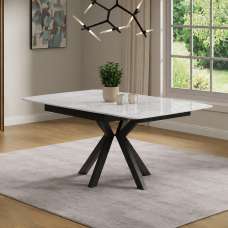 Farsen Ceramic Extending Dining Table in Calacatta Gloss - UK