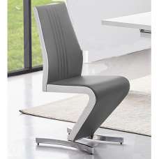 Gia Faux Leather Dining Chair In Grey And White - UK