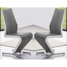 Gia Grey And White Faux Leather Dining Chairs In Pair - UK