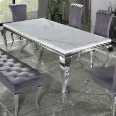 Laval Small White Marble Dining Table With Chrome Legs - UK