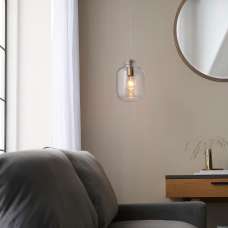 Ledyard Clear Textured Glass Shade Pendant Light In Antique Brass - UK