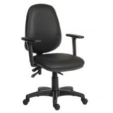 Pecos Leather Home And Office Chair In Black - UK