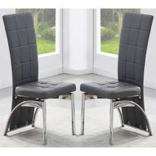 Ravenna Grey Faux Leather Dining Chairs In Pair - UK