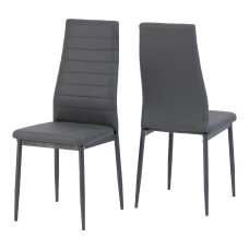 Aadi Grey Faux Leather Dining Chairs In Pair - UK