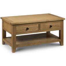 Aaralyn Wooden Coffee Table With 2 Drawers In Waxed Oak - UK