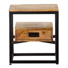 Abbeville Wooden Side Table With 1 Drawer - Oak And Black - UK