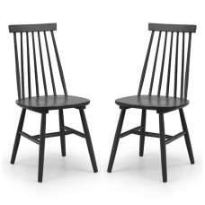 Abeje Black Wooden Dining Chairs With Spindle Back In Black Pair - UK