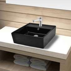 Aberdeen Square Countertop Basin Without Waste 410mm Wide 1TH - Black - UK