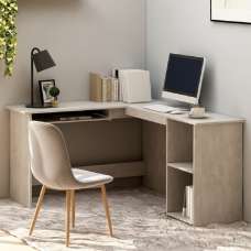 Aberdeen Wooden Laptop Desk Corner In Concrete Grey - UK