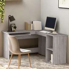 Aberdeen Wooden Laptop Desk Corner In Grey Sonoma - UK
