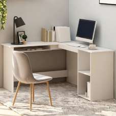 Aberdeen Wooden Laptop Desk Corner In White - UK