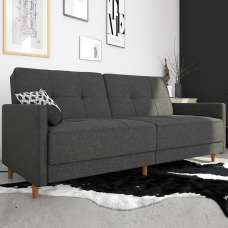 Abilene Fabric Sofa Bed With Oak Legs In Grey - UK
