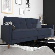Abilene Fabric Sofa Bed With Oak Legs In Navy - UK
