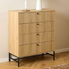 Abilene Wooden Chest Of 4 Drawers In Oak And Black - UK