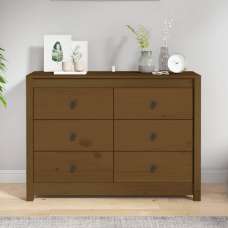Abilene Wooden Chest Of 6 Drawers In Honey Brown - UK