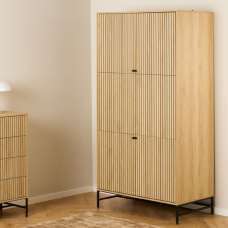 Abilene Wooden Wardrobe With 4 Doors In Oak And Black - UK