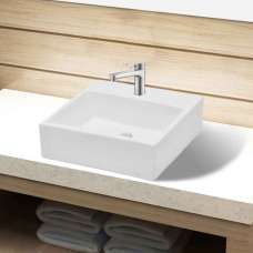 Abingdon Square Countertop Basin Without Waste 380mm Wide 1TH - White - UK