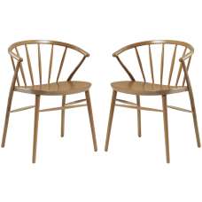 Abiquiu Antique Oak Wooden Dining Chairs In Pair - UK