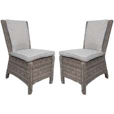 Abobo Grey Rattan Dining Chairs With Cushions In Pair - UK