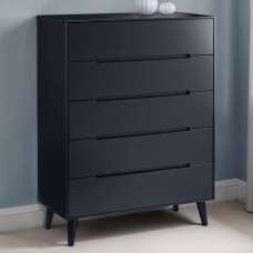 Abrina Wooden Chest Of 5 Drawers - Anthracite - UK