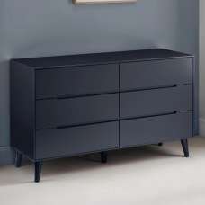 Abrina Wooden Chest Of 6 Drawers - Anthracite - UK
