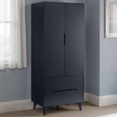 Abrina Wooden Wardrobe With 2 Doors 2 Drawers - Anthracite - UK
