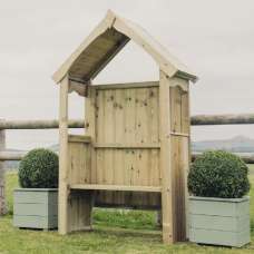 Absecon Wooden Garden Arbour In Natural - UK